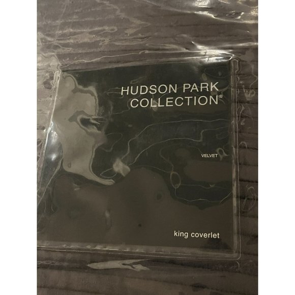 Hudson Park Collection Textured Velvet Coverlet, King Drak Gray New MSRP $565 - Picture 4 of 9